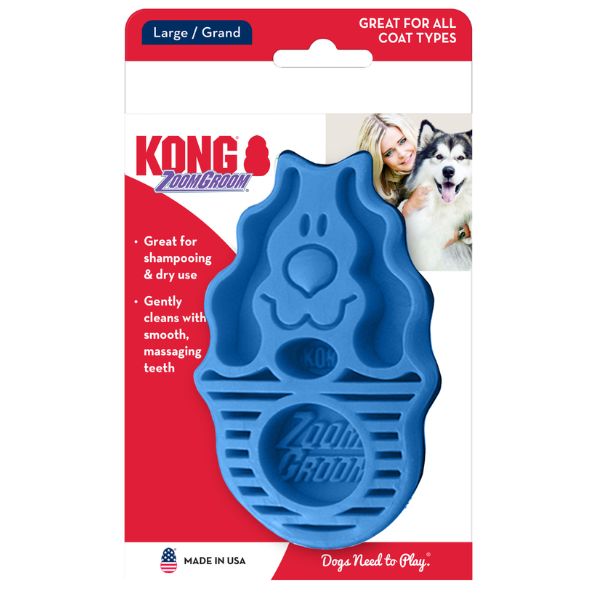 ⁦קונג זום גרום ZoomGroom מברשת קרצוף והברשה לפרווה קצרה - גדול⁩ – תמונה ⁦3⁩