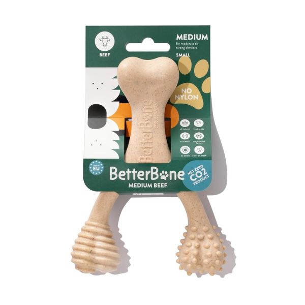 בטר בון Better Bone צעצוע לעיסה לכלבים עוצמה בינונית בטעם בקר - קטן