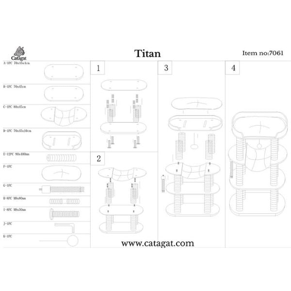 Catagat Titan מתקן גירוד לחתולים מפואר ויוקרתי - 130 ס"מ – תמונה 2