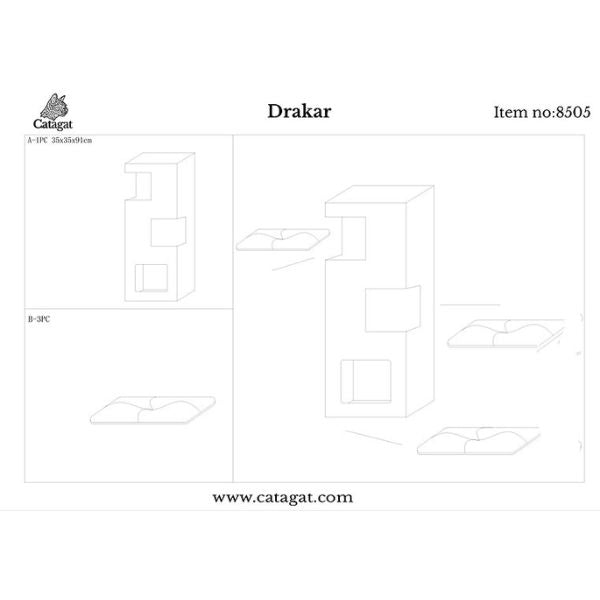 ⁦CATAGAT - Drakar מתקן גירוד לחתולים איכותי ויוקרתי - 91 ס"מ⁩ – תמונה ⁦2⁩