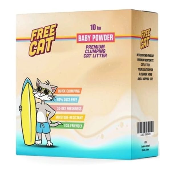 חול Free cat לחתולים מתגבש בניחוח בייבי פאודר עדין - 10 ק"ג