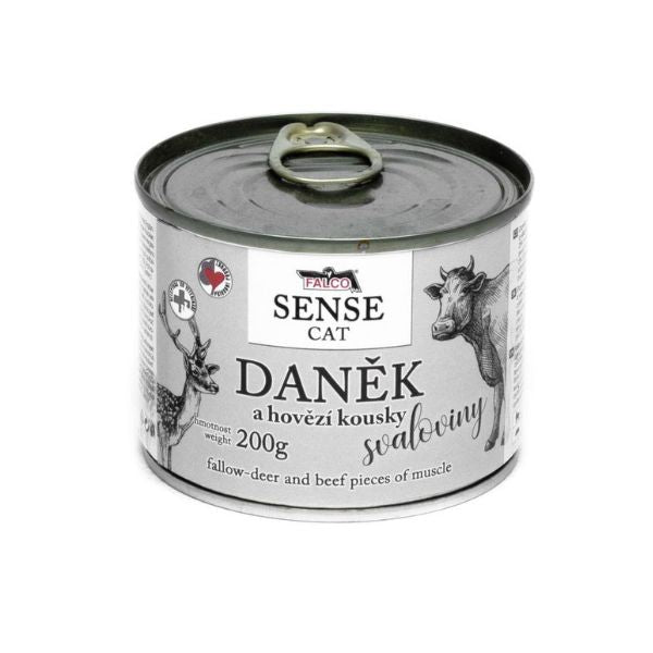 Falco Sense Cat מזון רטוב בשימורים לחתולים צבי בקר וחזיר - 200 גרם