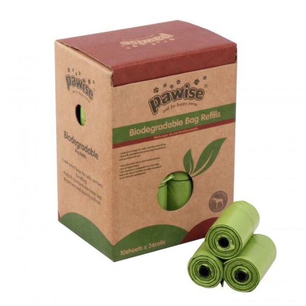 Pawise שקיות שקי קקי מתכלות אריזת חסכון - 36 גלילים