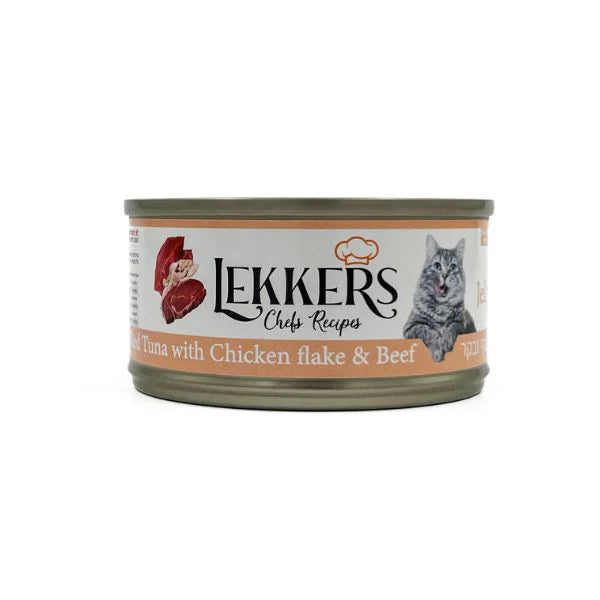 LEKKERS - מעדן חתולים טונה פתיתי עוף ובקר(21)- 85 גרם